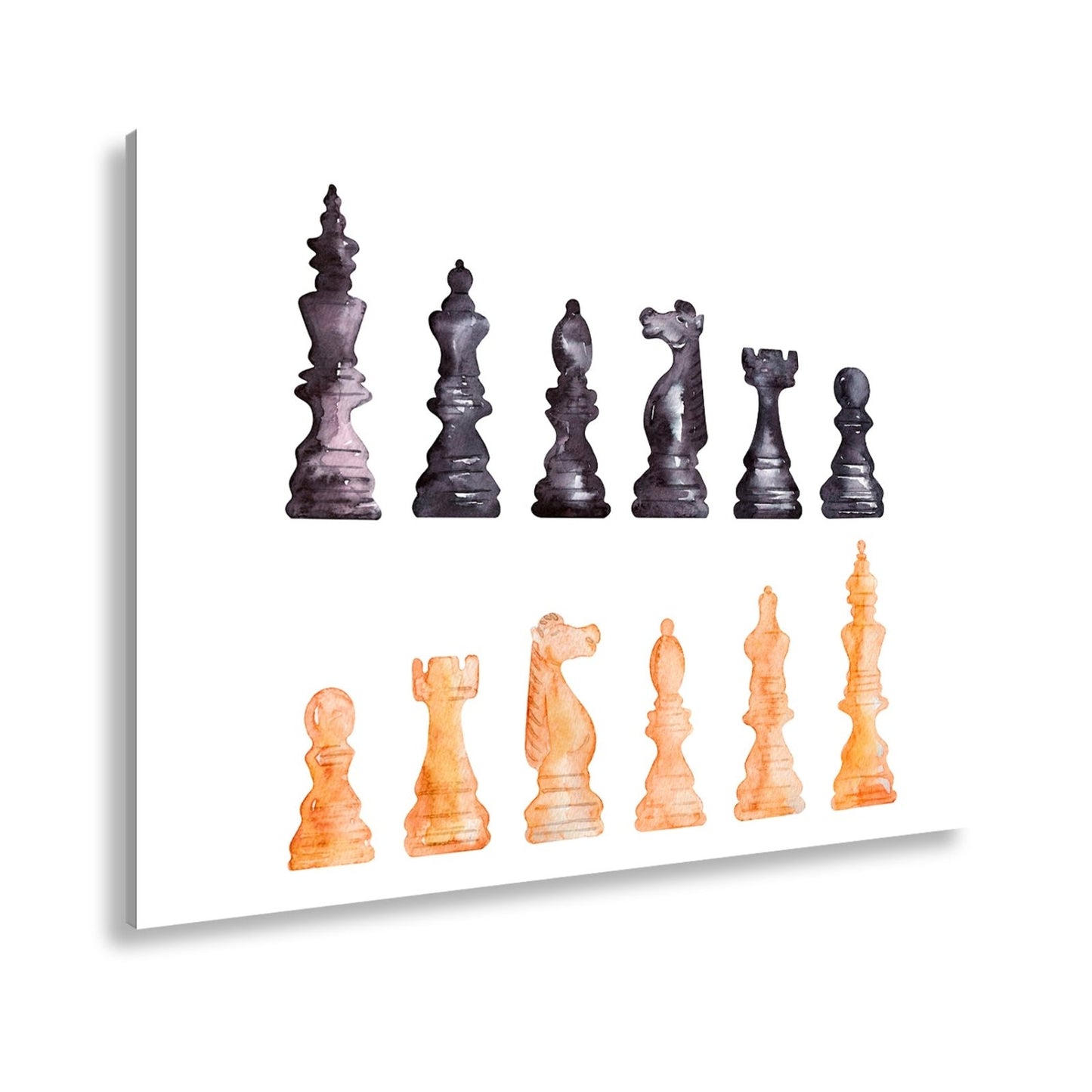 Leinwandbild Schach XXL – Zwei Armeen in zarter Aquarelloptik bereit zum Duell - deyoli
