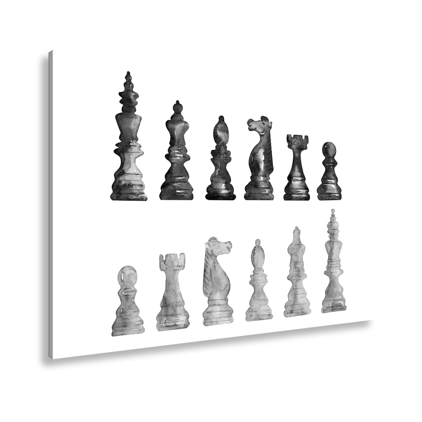 Leinwandbild Schach XXL – Zwei Armeen in zarter Aquarelloptik bereit zum Duell - deyoli