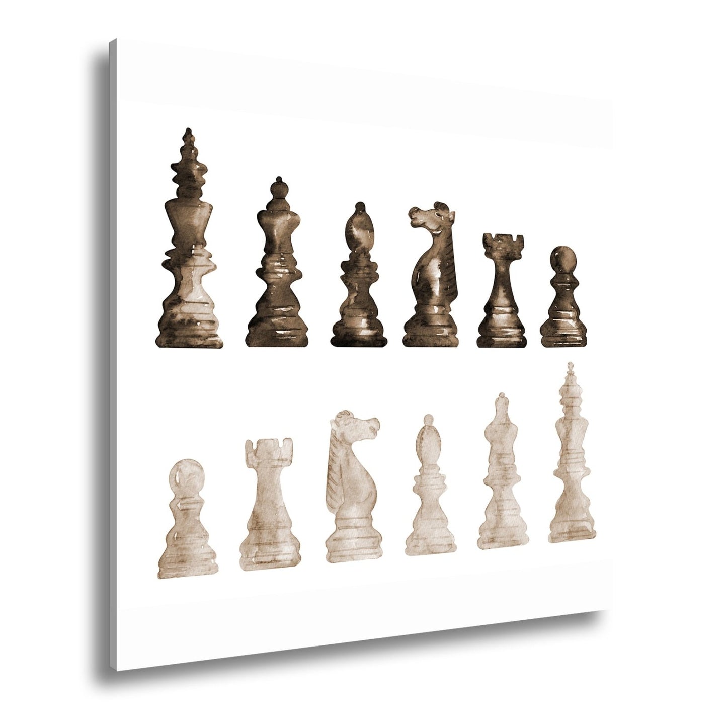 Leinwandbild Schach XXL – Zwei Armeen in zarter Aquarelloptik bereit zum Duell - deyoli