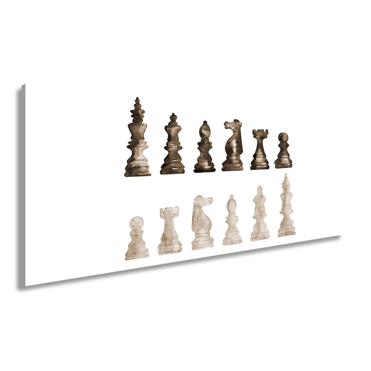 Leinwandbild Schach XXL – Zwei Armeen in zarter Aquarelloptik bereit zum Duell - deyoli