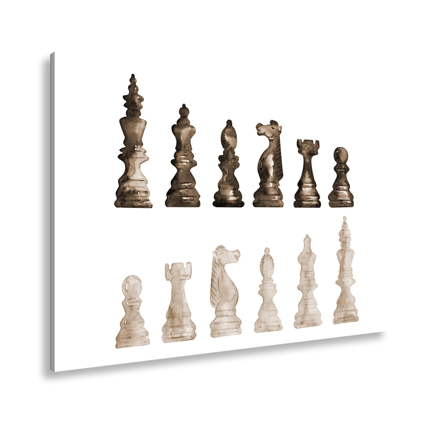 Leinwandbild Schach XXL – Zwei Armeen in zarter Aquarelloptik bereit zum Duell - deyoli