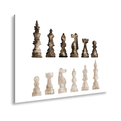 Leinwandbild Schach XXL – Zwei Armeen in zarter Aquarelloptik bereit zum Duell - deyoli