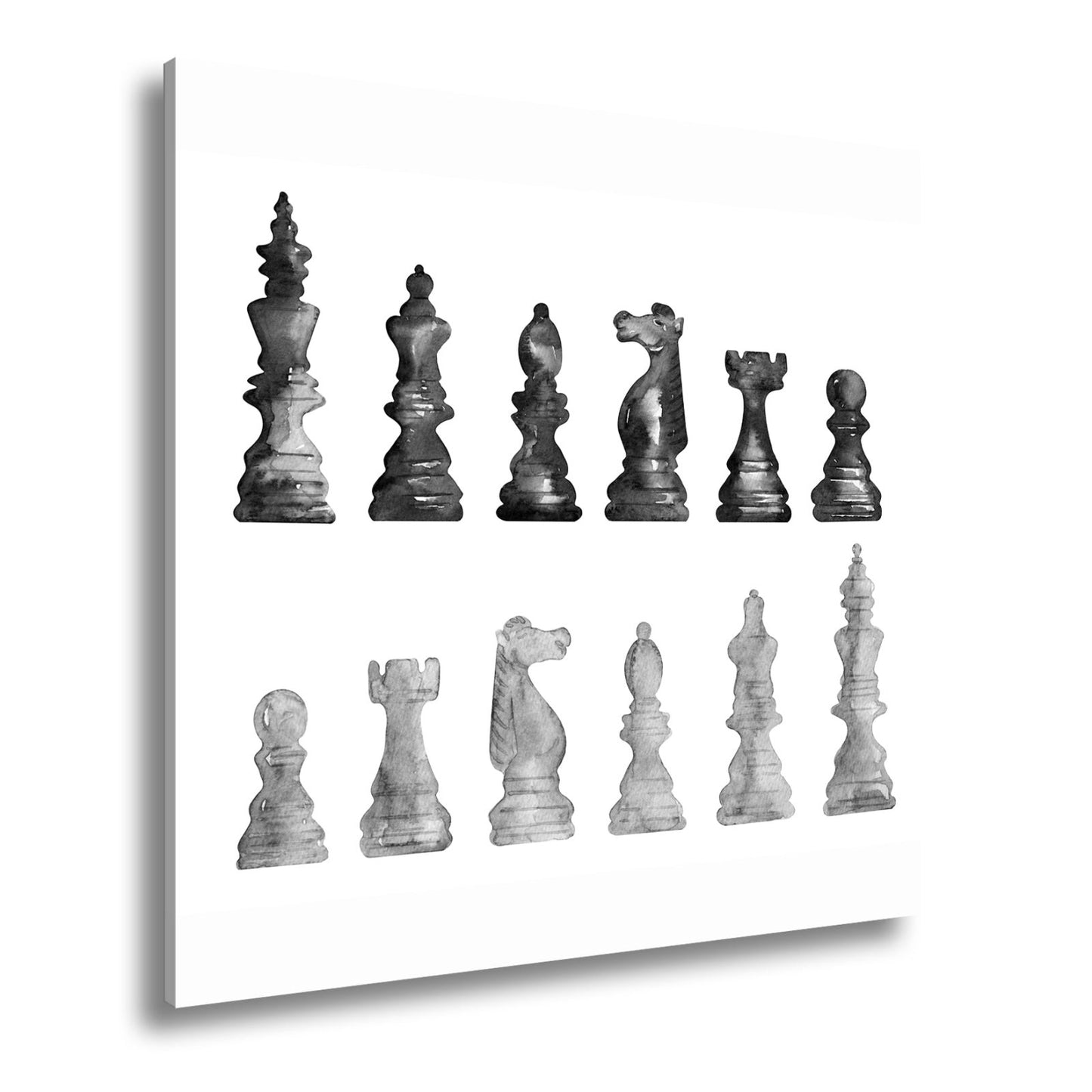 Leinwandbild Schach XXL – Zwei Armeen in zarter Aquarelloptik bereit zum Duell - deyoli