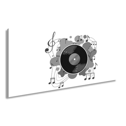 Leinwandbild Schallplatte umgeben von farbenfroher Musikenergie - deyoli