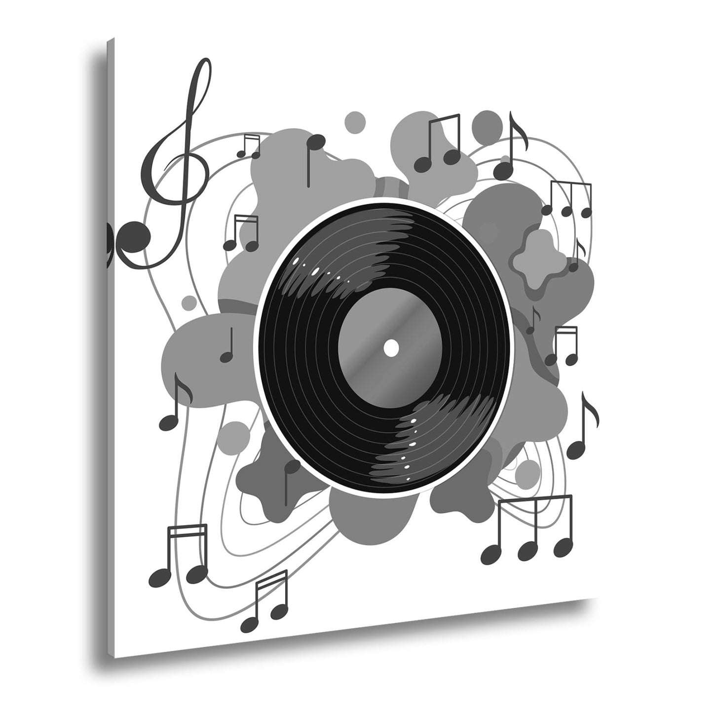 Leinwandbild Schallplatte umgeben von farbenfroher Musikenergie - deyoli