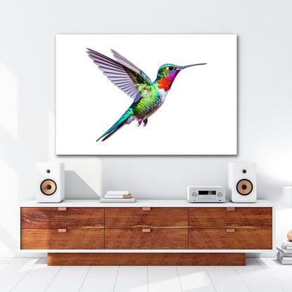 Leinwandbild Schillernder Kolibri in eleganter Flugpose - deyoli