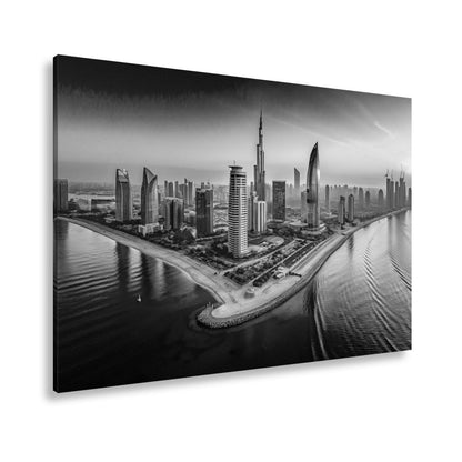 Leinwandbild Schimmernde Skyline trifft goldenes Licht – Stadt XXL - deyoli