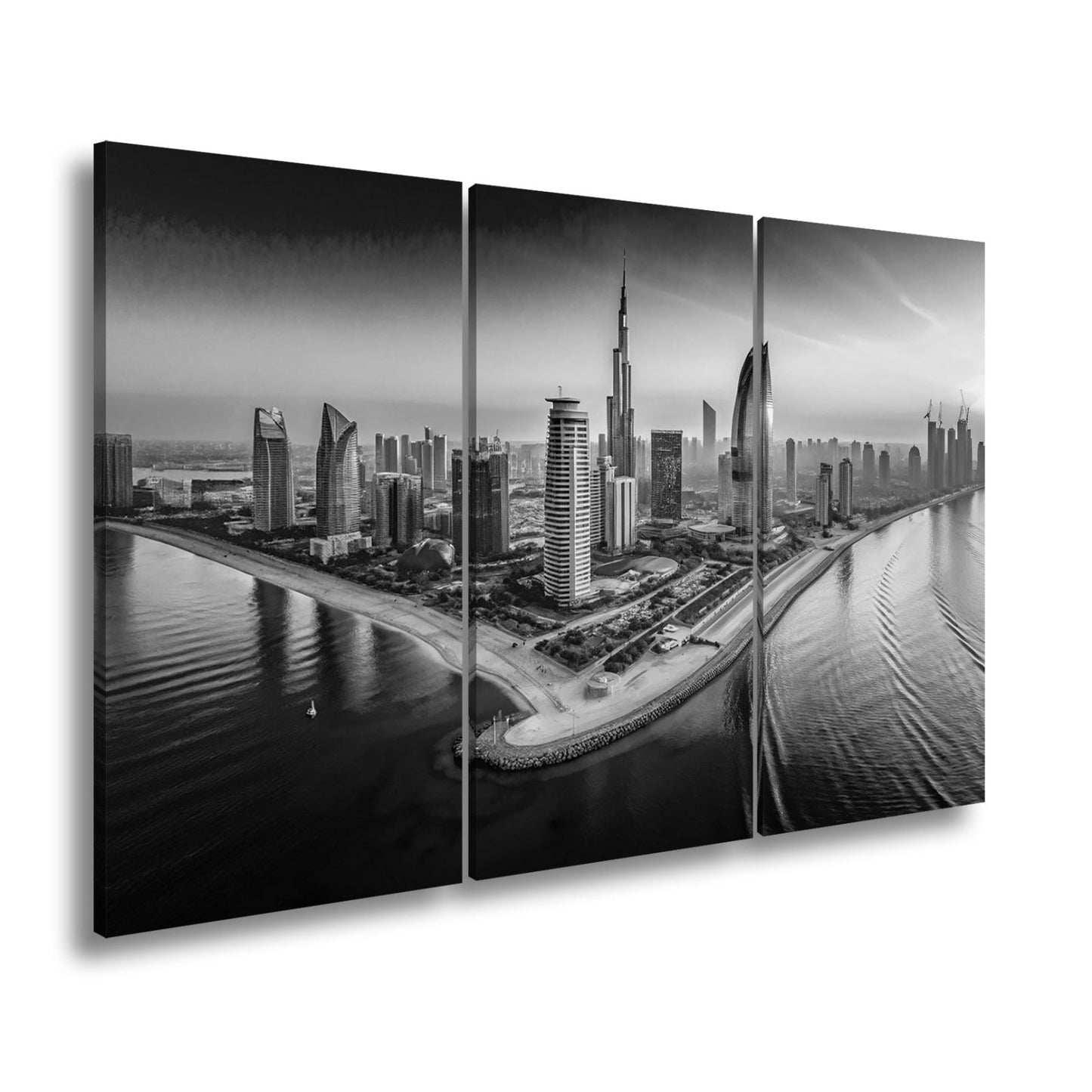 Leinwandbild Schimmernde Skyline trifft goldenes Licht – Stadt XXL - deyoli