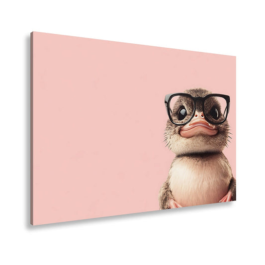 Leinwandbild Schlaue Flauschigkeit – Küken mit Brille und Charme. - deyoli