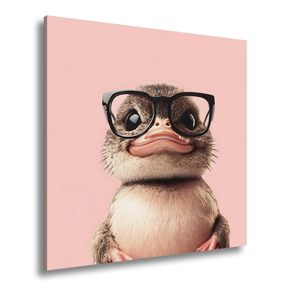 Leinwandbild Schlaue Flauschigkeit – Küken mit Brille und Charme. - deyoli