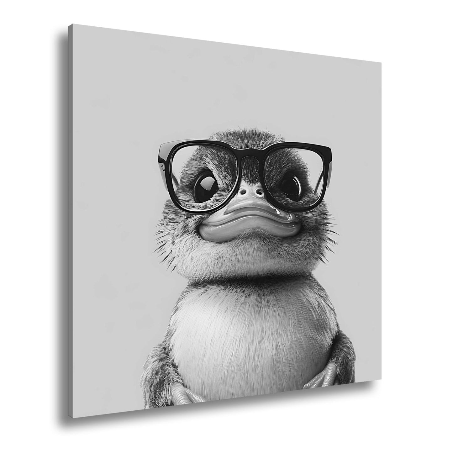 Leinwandbild Schlaue Flauschigkeit – Küken mit Brille und Charme. - deyoli