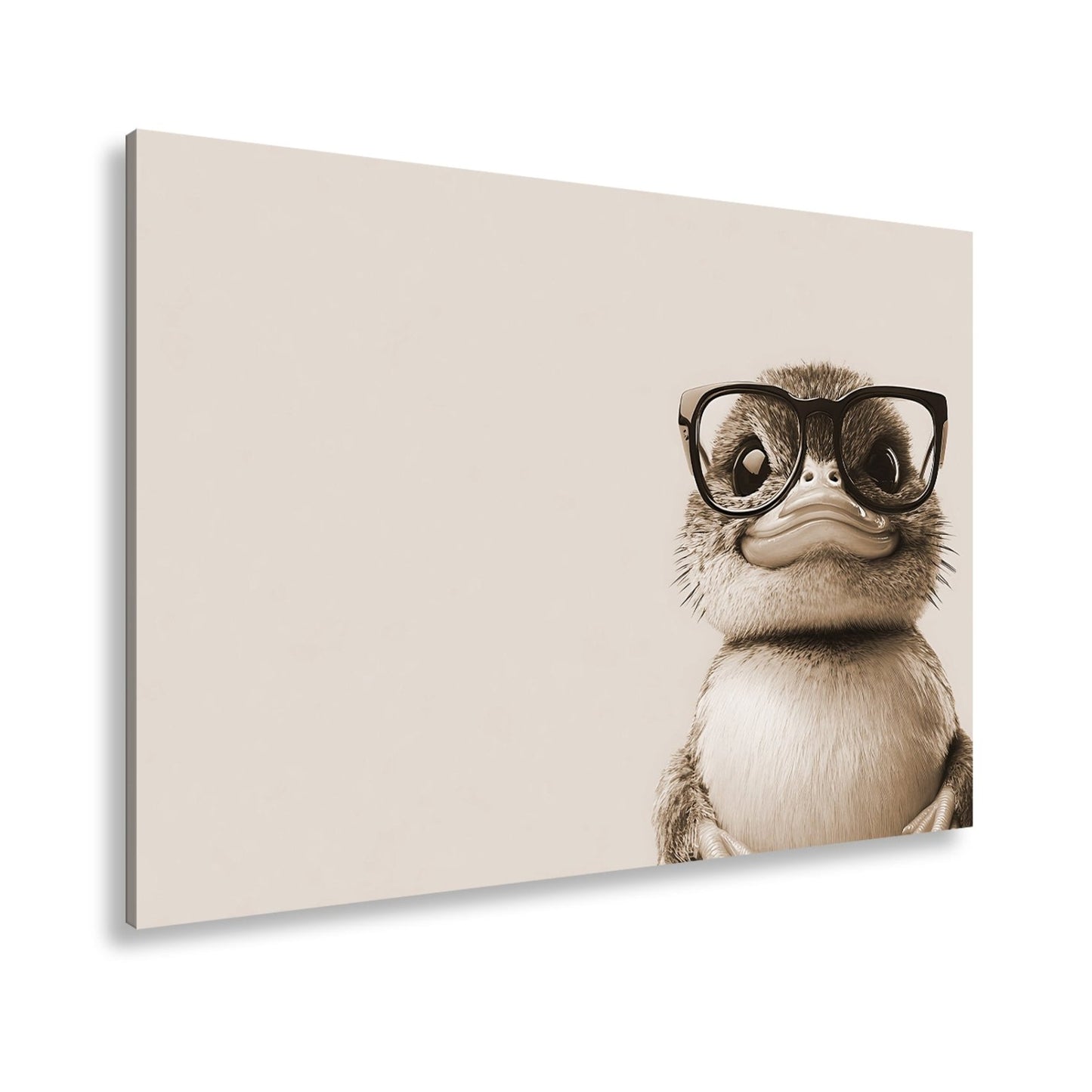 Leinwandbild Schlaue Flauschigkeit – Küken mit Brille und Charme. - deyoli