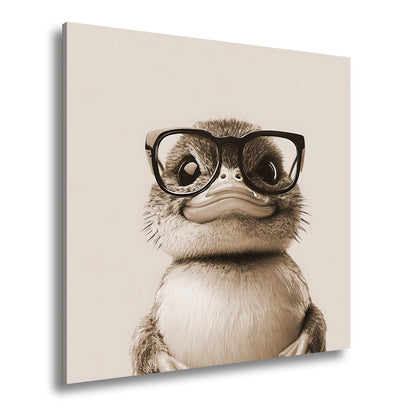 Leinwandbild Schlaue Flauschigkeit – Küken mit Brille und Charme. - deyoli