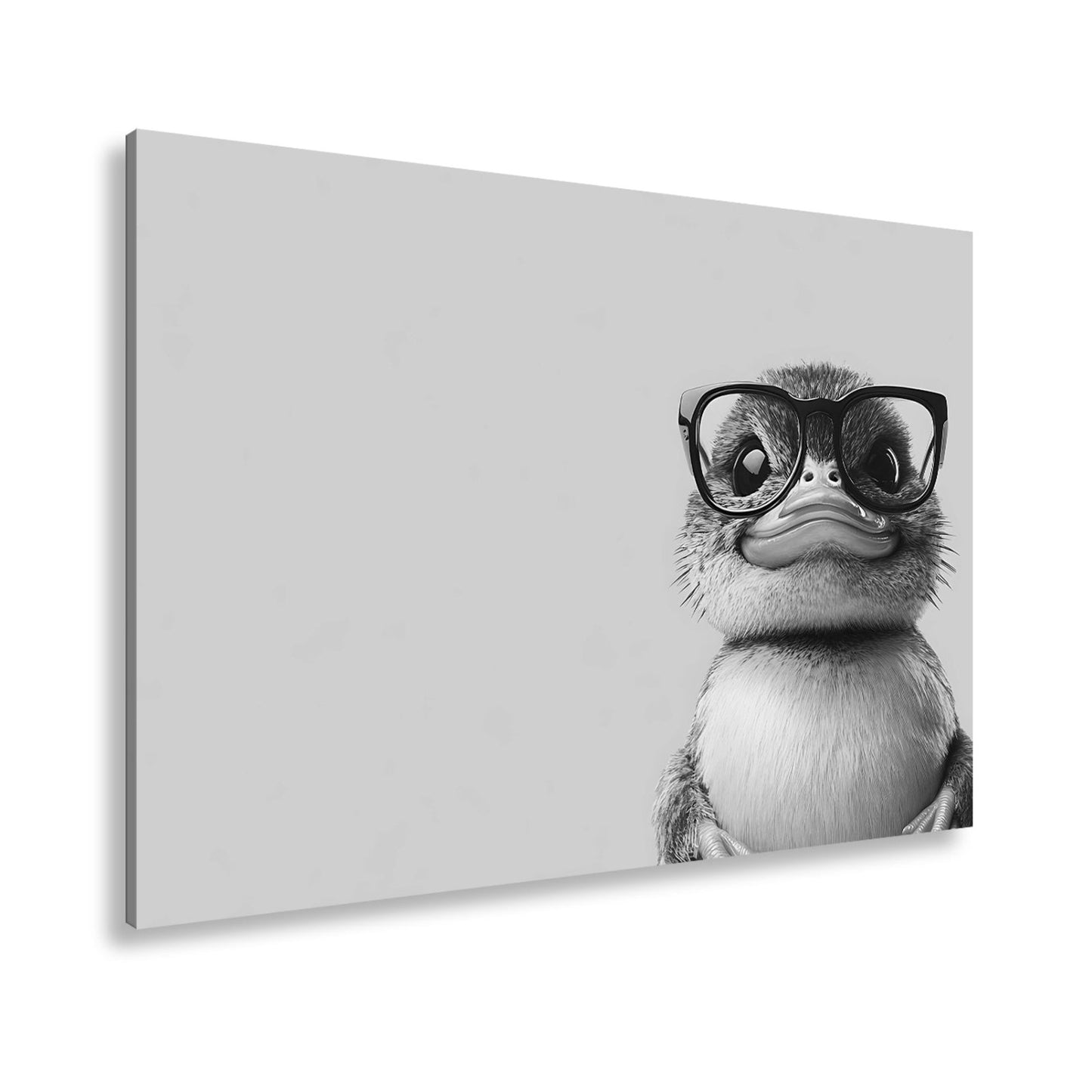 Leinwandbild Schlaue Flauschigkeit – Küken mit Brille und Charme. - deyoli