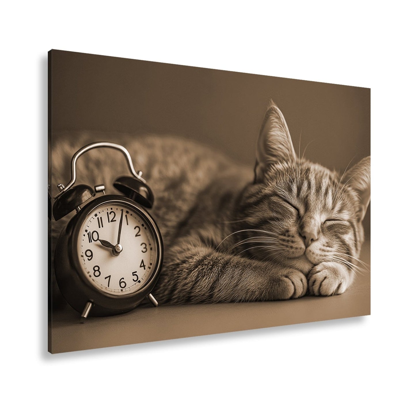 Leinwandbild Schlummernde Katze träumt, die Zeit bleibt still. - deyoli
