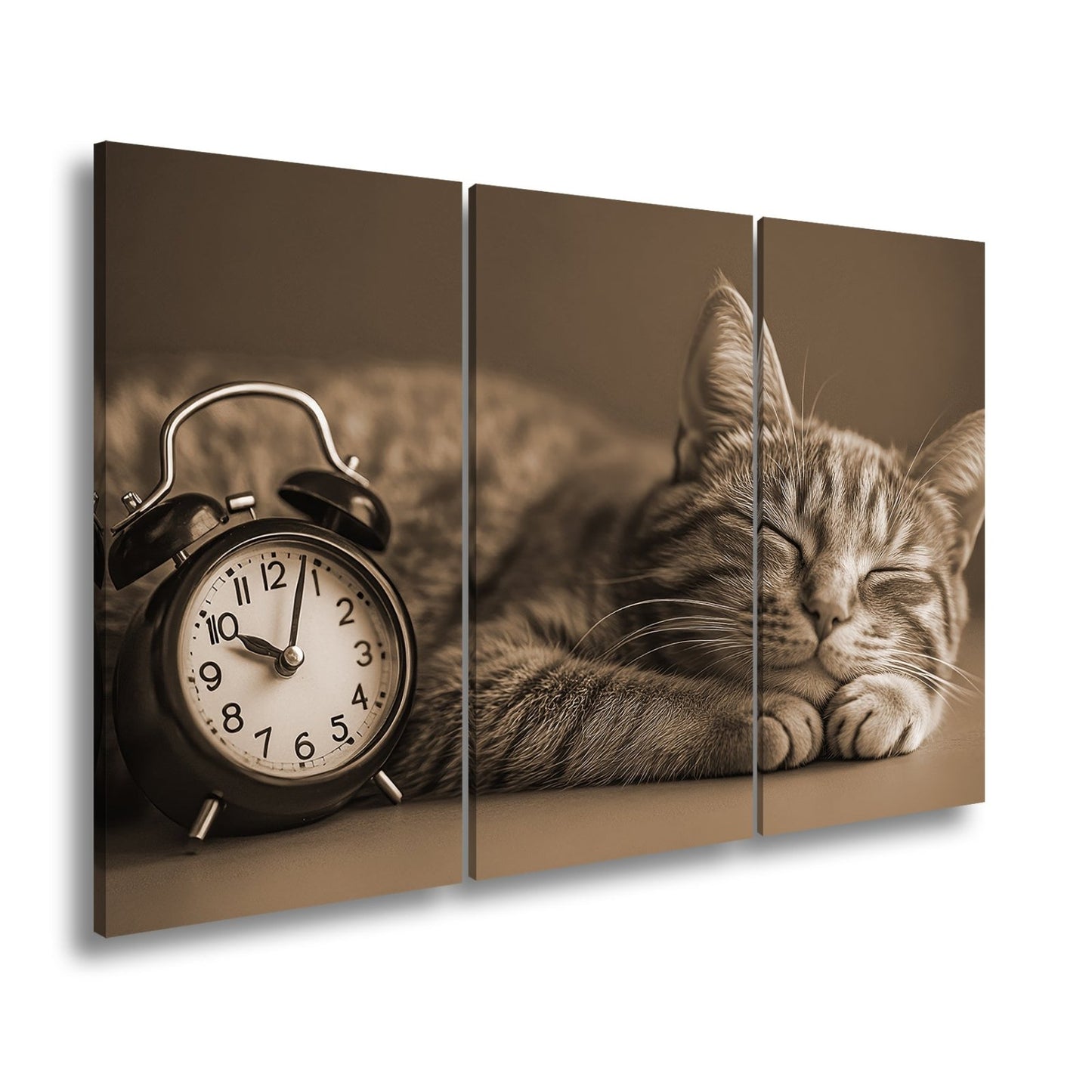 Leinwandbild Schlummernde Katze träumt, die Zeit bleibt still. - deyoli