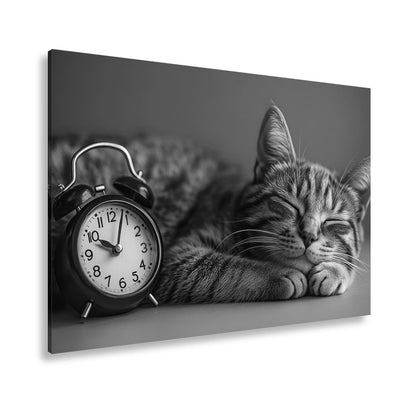 Leinwandbild Schlummernde Katze träumt, die Zeit bleibt still. - deyoli