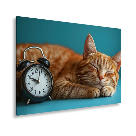 Leinwandbild Schlummernde Katze träumt, die Zeit bleibt still. - deyoli