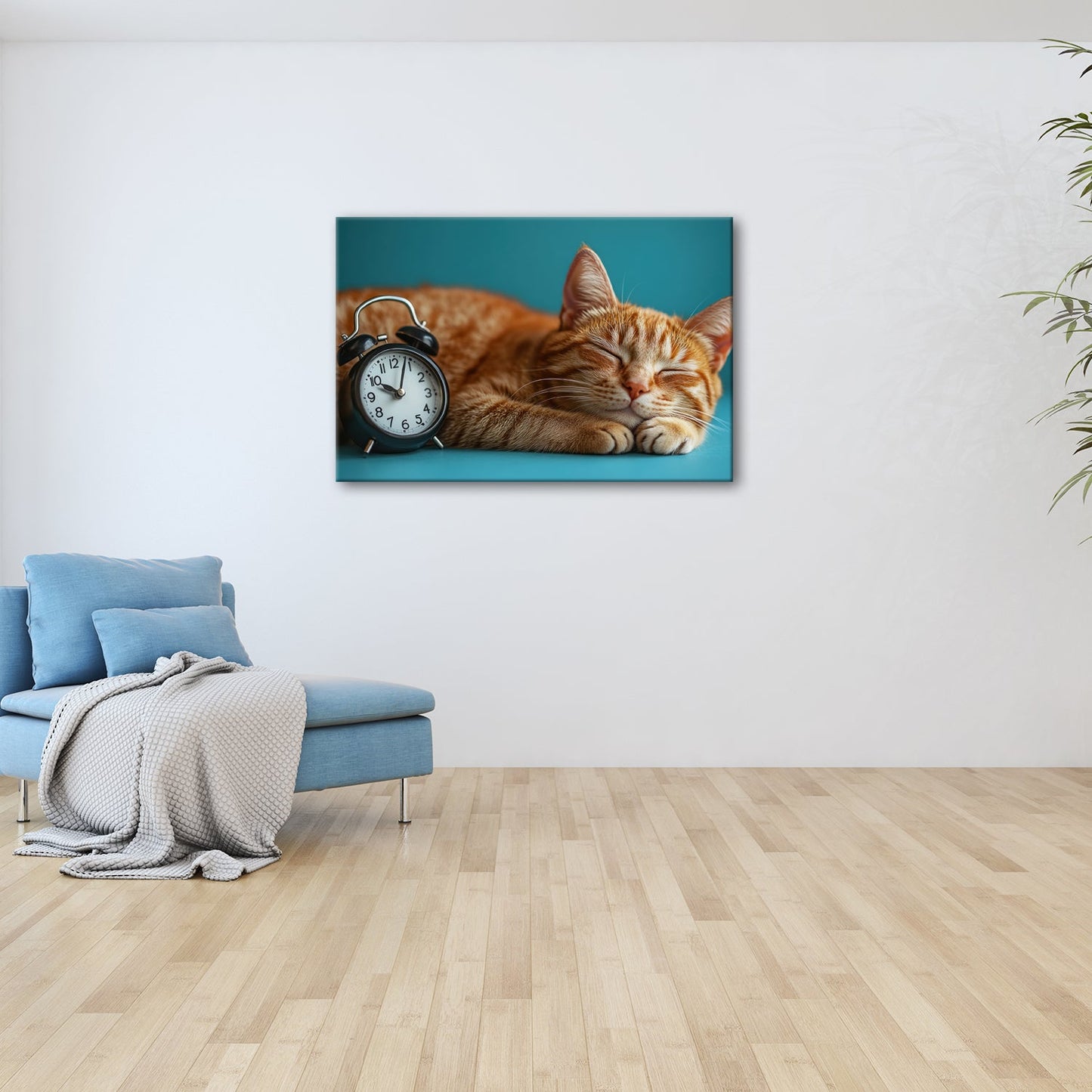 Leinwandbild Schlummernde Katze träumt, die Zeit bleibt still. - deyoli