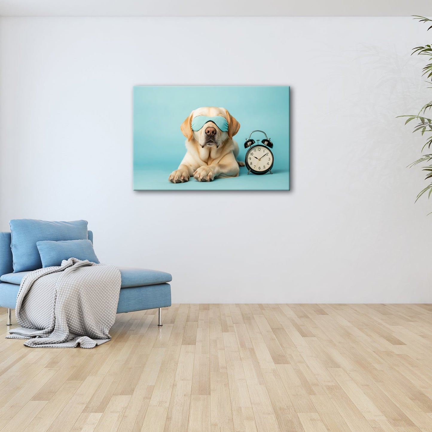 Leinwandbild Schlummernder Hund – Traumstunde trifft Weckerstil. - deyoli
