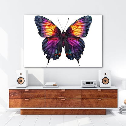 Leinwandbild Schmetterling in leuchtendem Violett und Sonnengold - deyoli