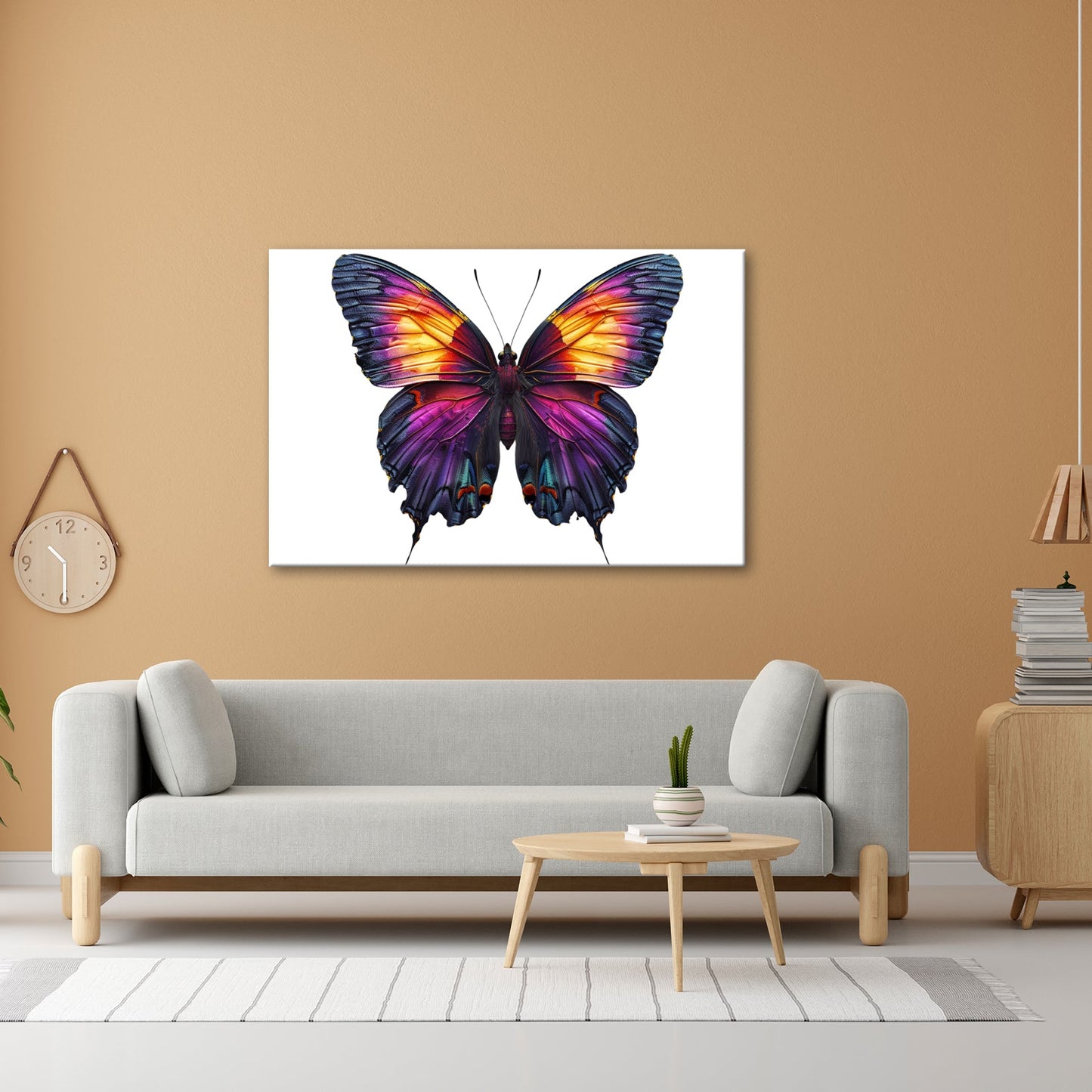 Leinwandbild Schmetterling in leuchtendem Violett und Sonnengold - deyoli