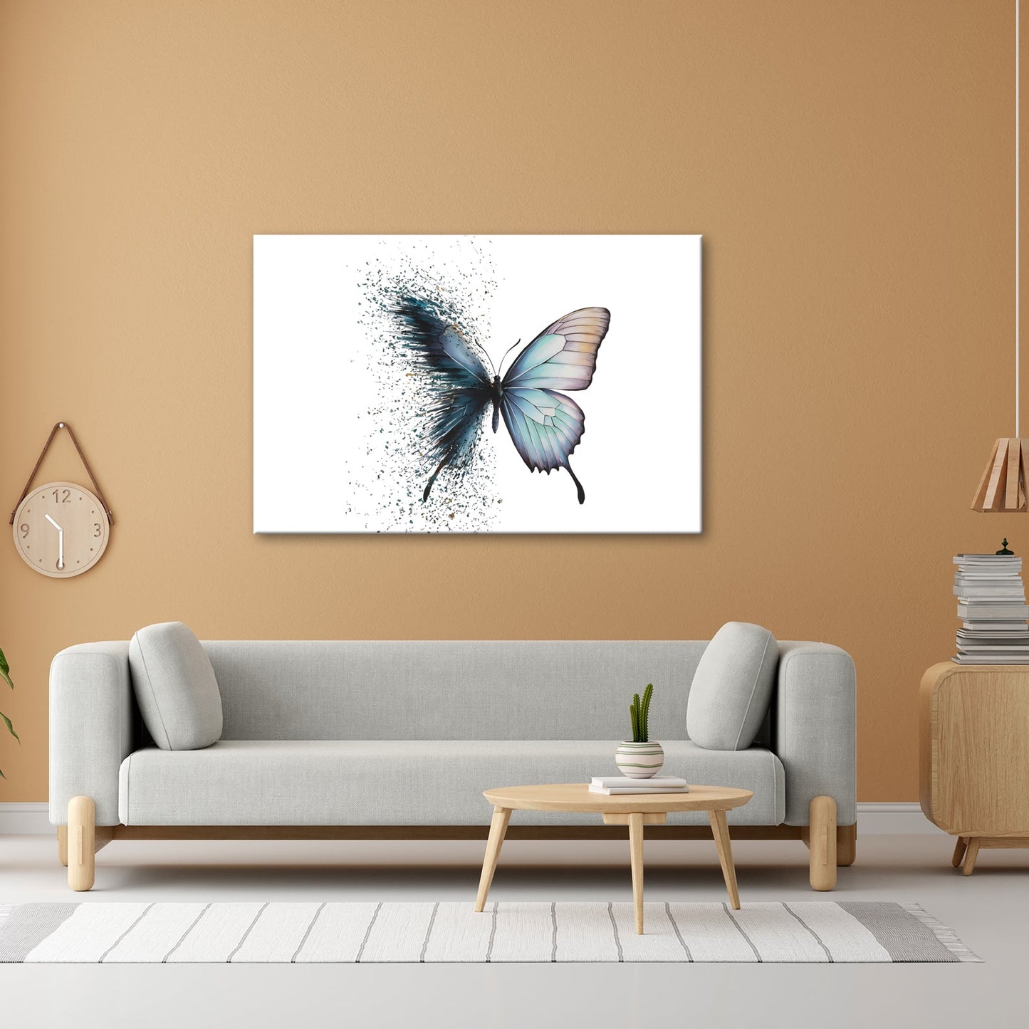 Leinwandbild Schmetterling löst sich in kunstvolle Partikel auf - deyoli