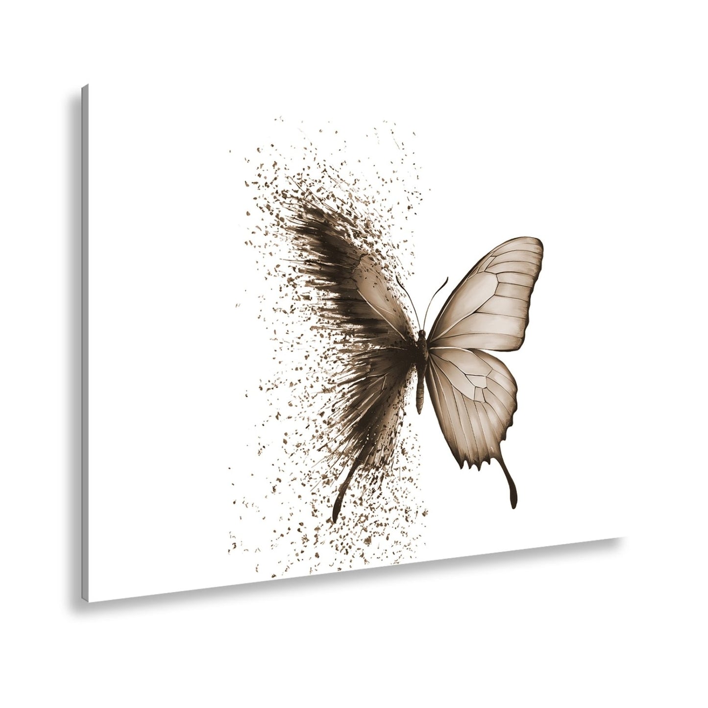 Leinwandbild Schmetterling löst sich in kunstvolle Partikel auf - deyoli