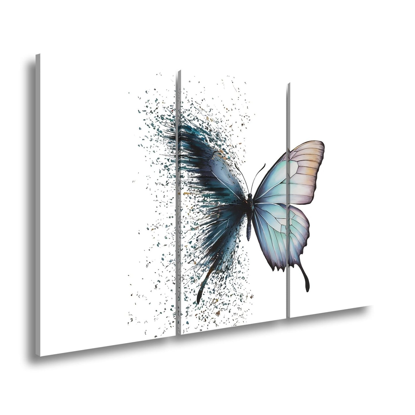 Leinwandbild Schmetterling löst sich in kunstvolle Partikel auf - deyoli