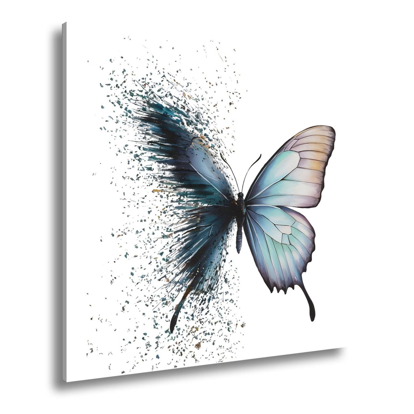 Leinwandbild Schmetterling löst sich in kunstvolle Partikel auf - deyoli
