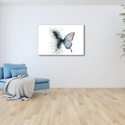 Leinwandbild Schmetterling löst sich in kunstvolle Partikel auf - deyoli