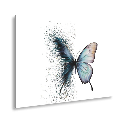 Leinwandbild Schmetterling löst sich in kunstvolle Partikel auf - deyoli