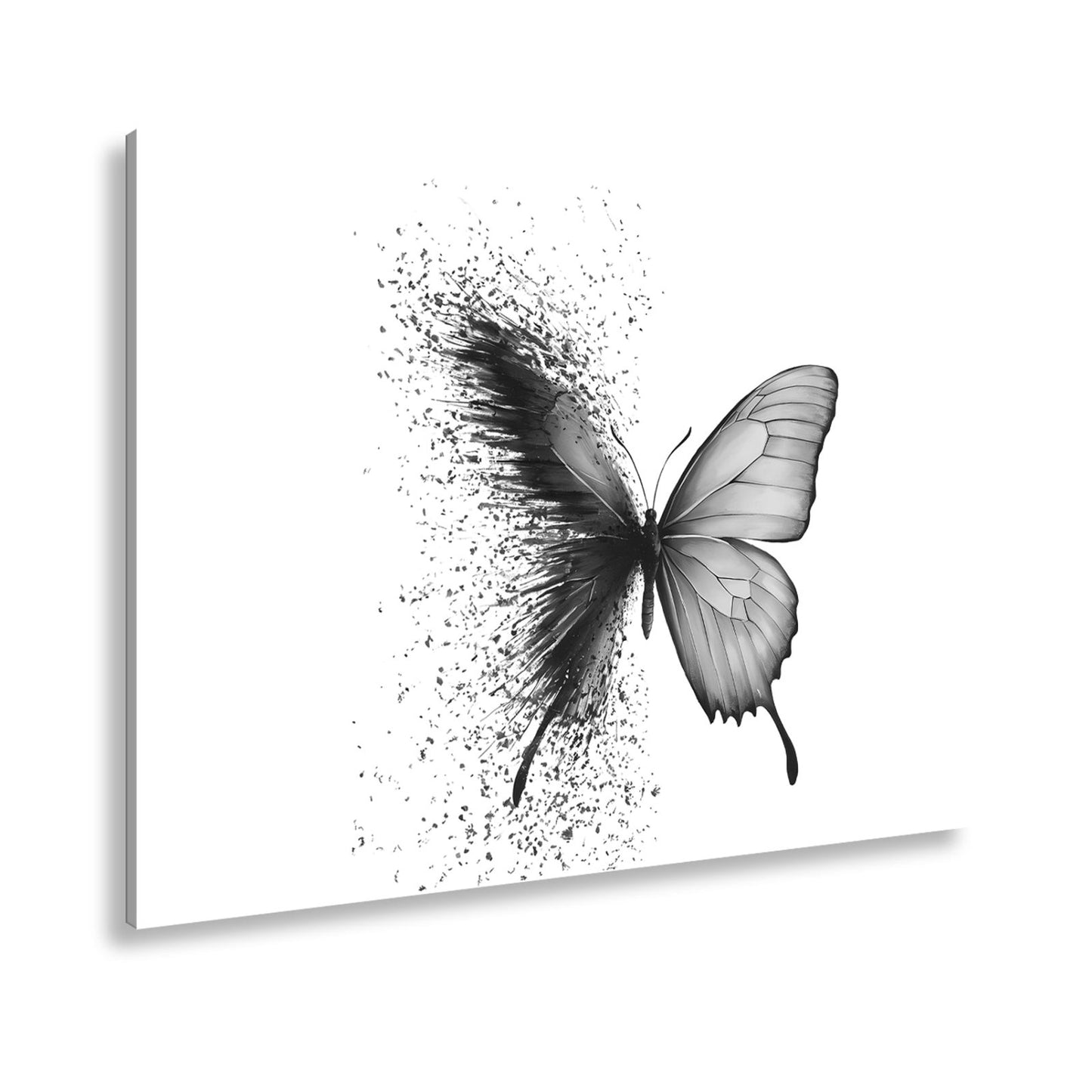 Leinwandbild Schmetterling löst sich in kunstvolle Partikel auf - deyoli