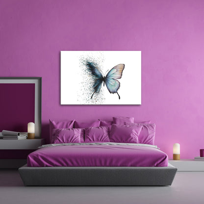 Leinwandbild Schmetterling löst sich in kunstvolle Partikel auf - deyoli