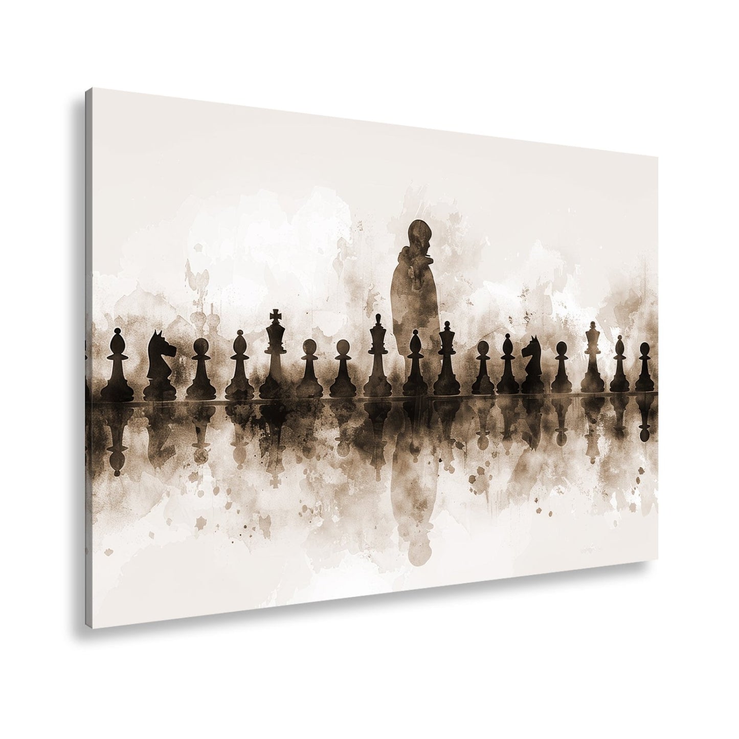 Leinwandbild Schwarz - weiße Eleganz – Schachspiel der Schatten XXL - deyoli