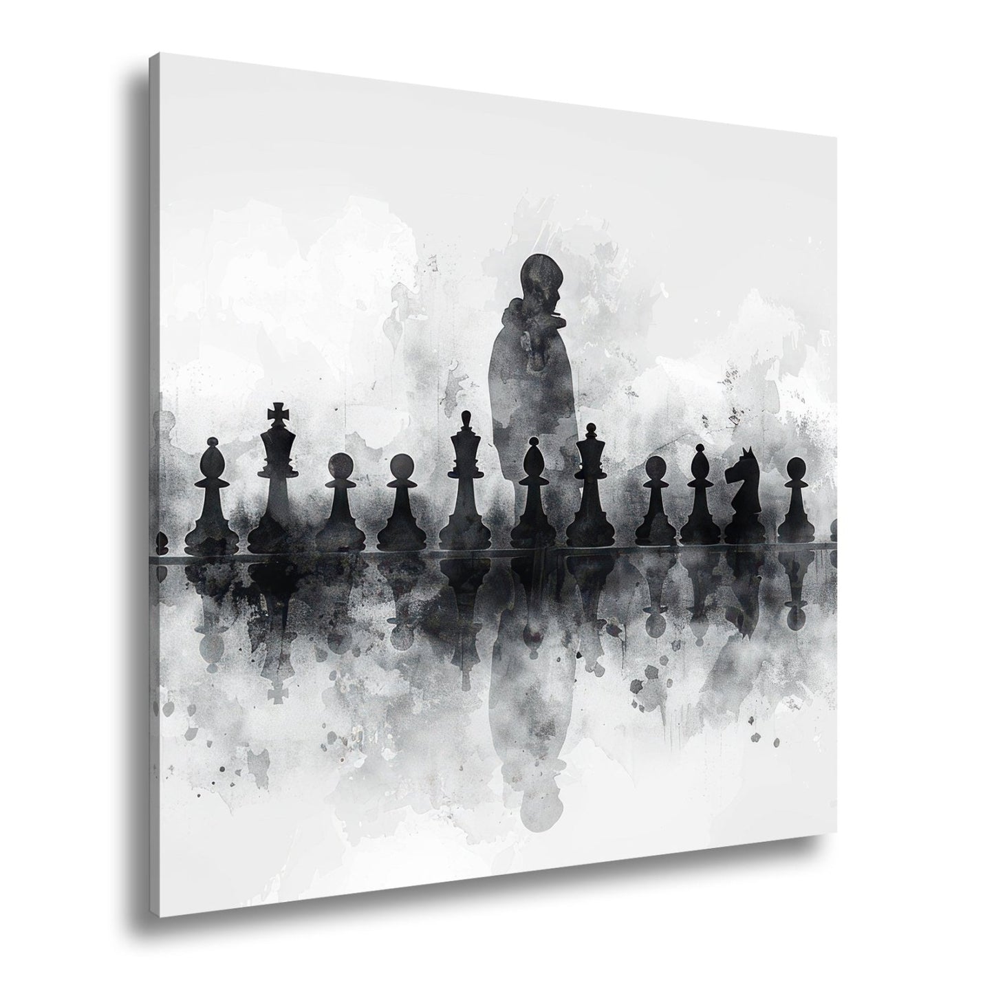 Leinwandbild Schwarz - weiße Eleganz – Schachspiel der Schatten XXL - deyoli
