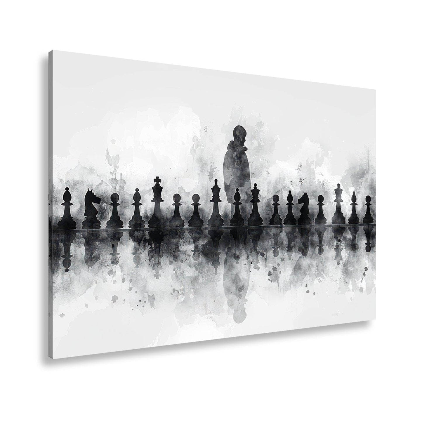 Leinwandbild Schwarz - weiße Eleganz – Schachspiel der Schatten XXL - deyoli