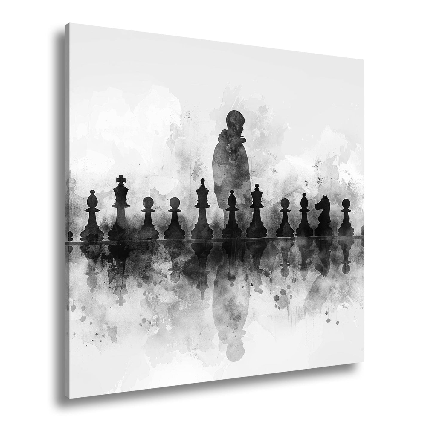 Leinwandbild Schwarz - weiße Eleganz – Schachspiel der Schatten XXL - deyoli