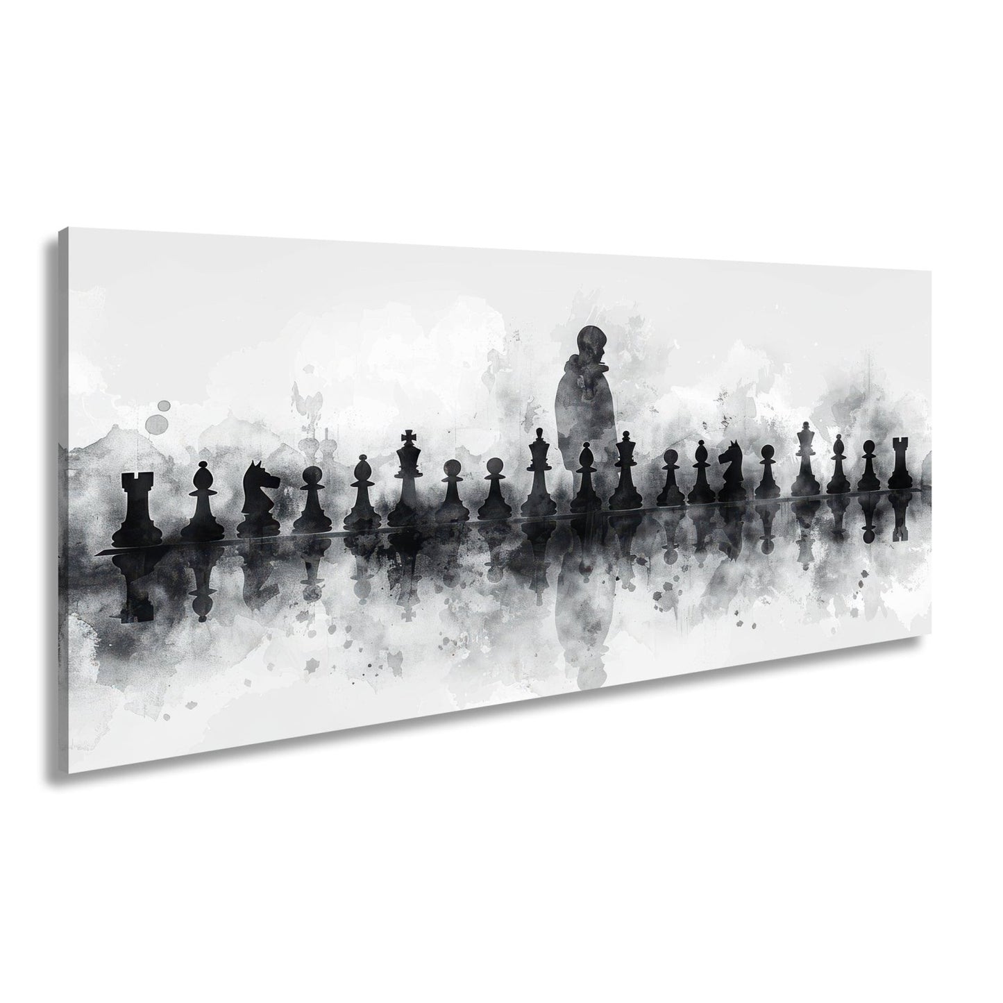 Leinwandbild Schwarz - weiße Eleganz – Schachspiel der Schatten XXL - deyoli