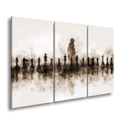 Leinwandbild Schwarz - weiße Eleganz – Schachspiel der Schatten XXL - deyoli