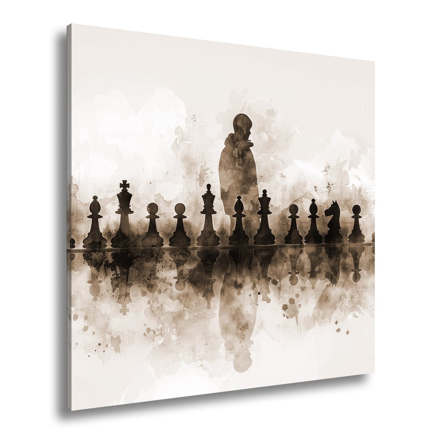 Leinwandbild Schwarz - weiße Eleganz – Schachspiel der Schatten XXL - deyoli