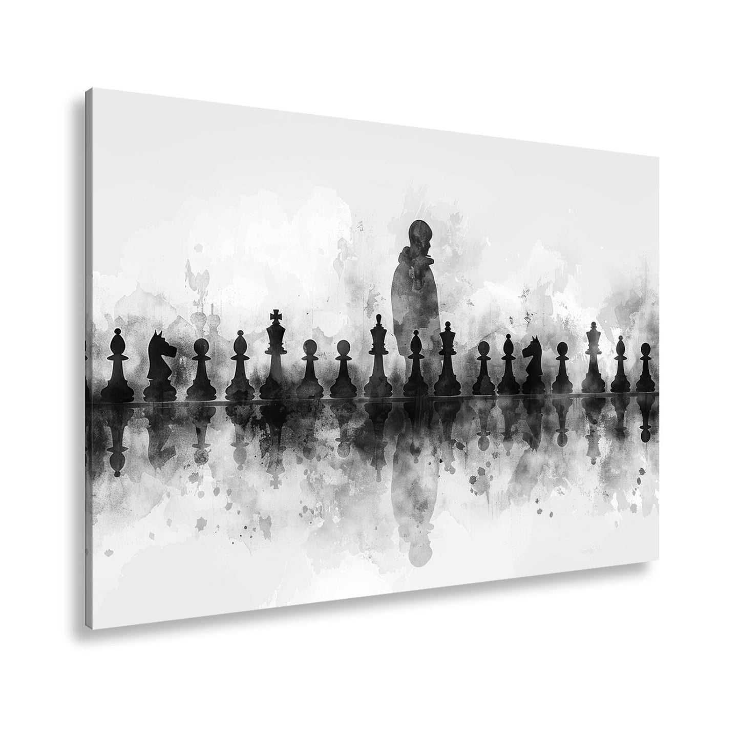 Leinwandbild Schwarz - weiße Eleganz – Schachspiel der Schatten XXL - deyoli
