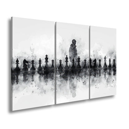 Leinwandbild Schwarz - weiße Eleganz – Schachspiel der Schatten XXL - deyoli