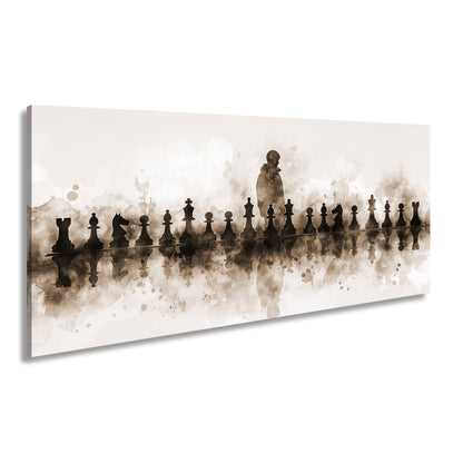 Leinwandbild Schwarz - weiße Eleganz – Schachspiel der Schatten XXL - deyoli