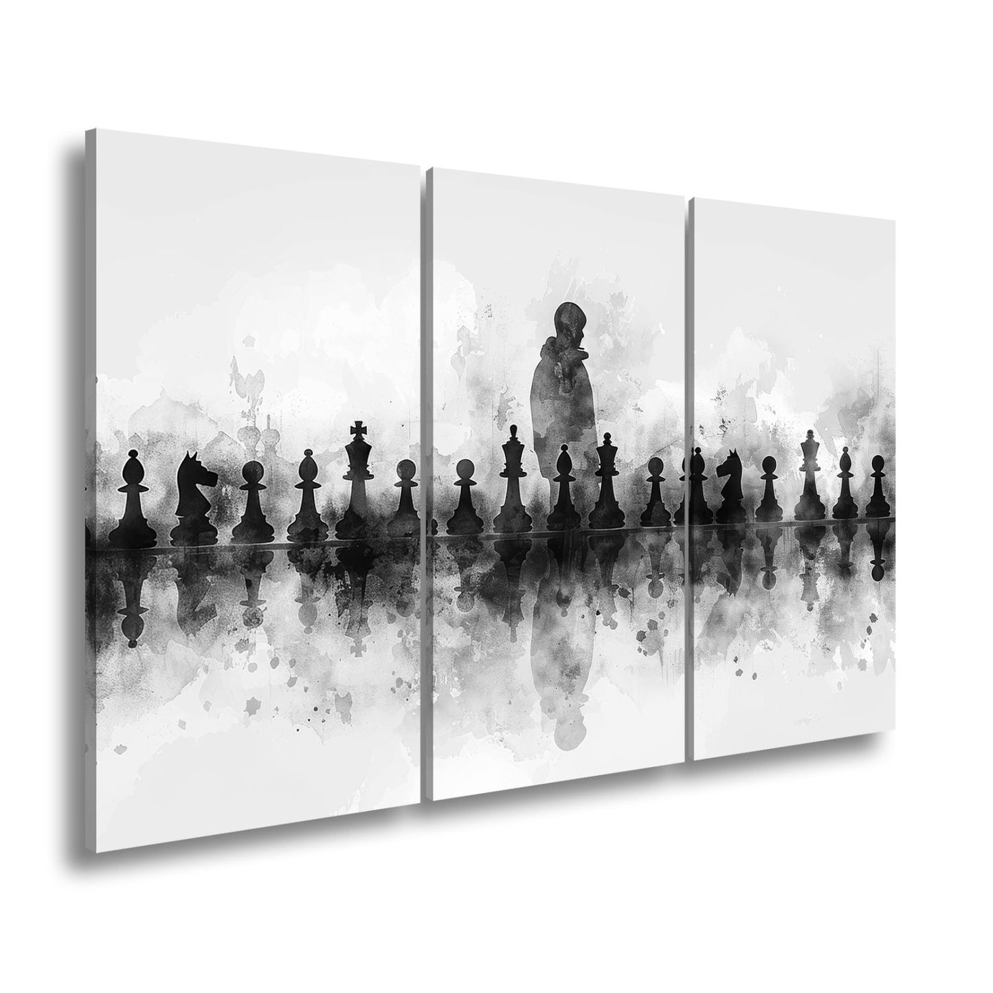 Leinwandbild Schwarz - weiße Eleganz – Schachspiel der Schatten XXL - deyoli
