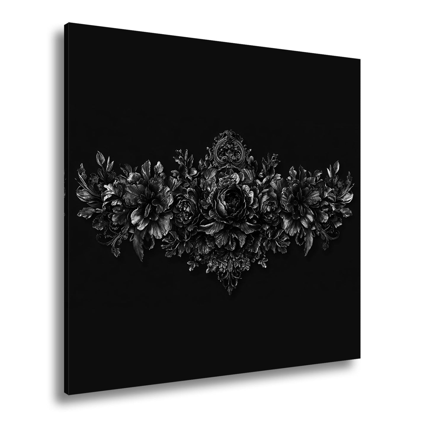 Leinwandbild Schwarze Blütenpracht – still und königlich zugleich. - deyoli
