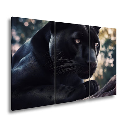 Leinwandbild Schwarze Pantherkraft, gebündelte Eleganz im Schatten. - deyoli