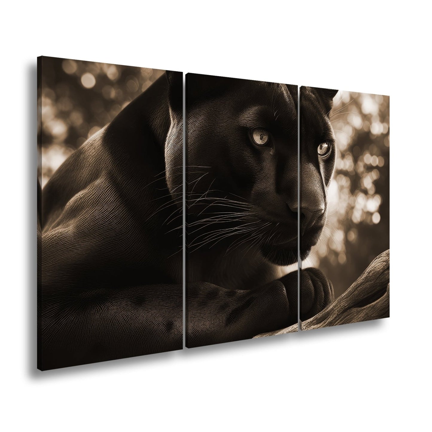 Leinwandbild Schwarze Pantherkraft, gebündelte Eleganz im Schatten. - deyoli