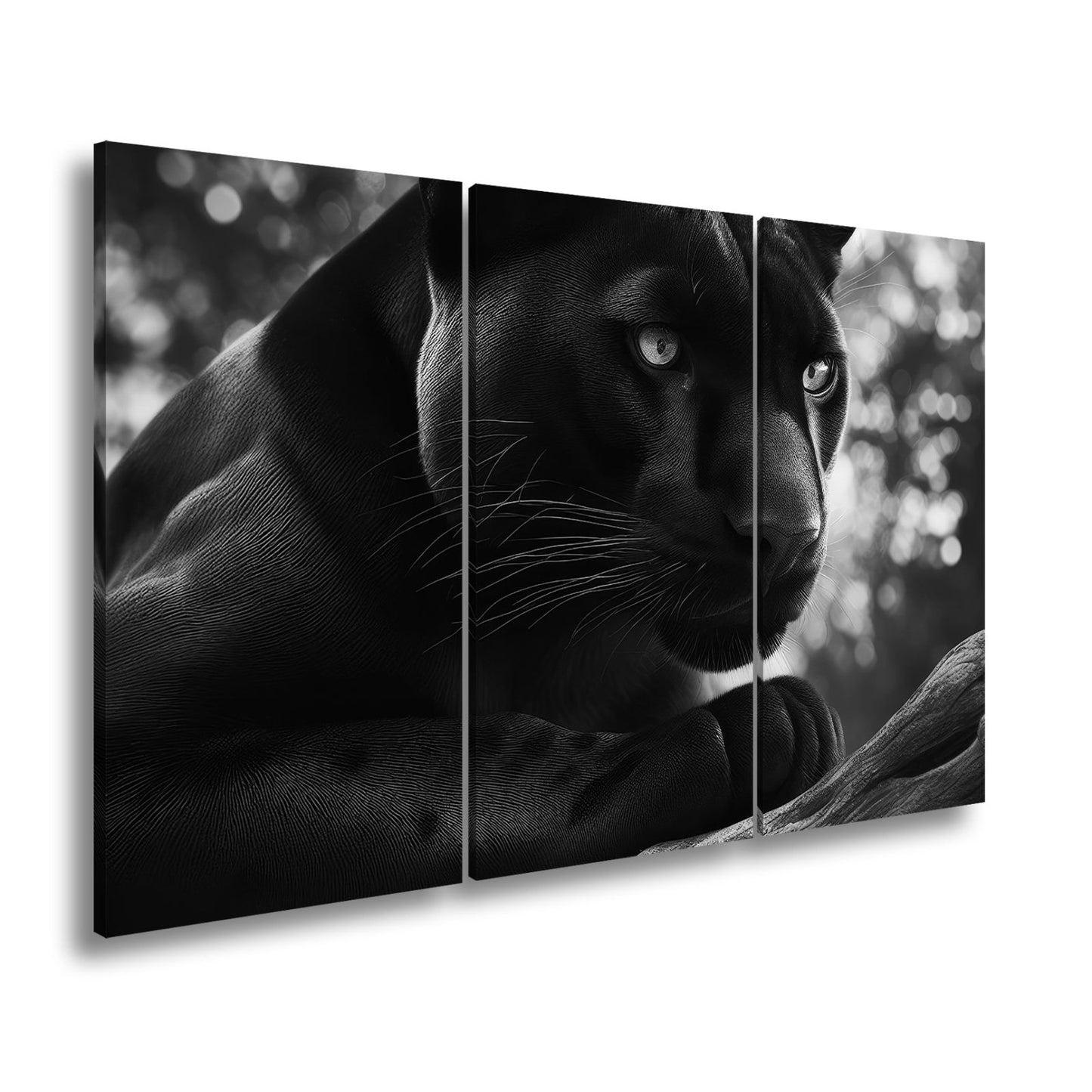 Leinwandbild Schwarze Pantherkraft, gebündelte Eleganz im Schatten. - deyoli
