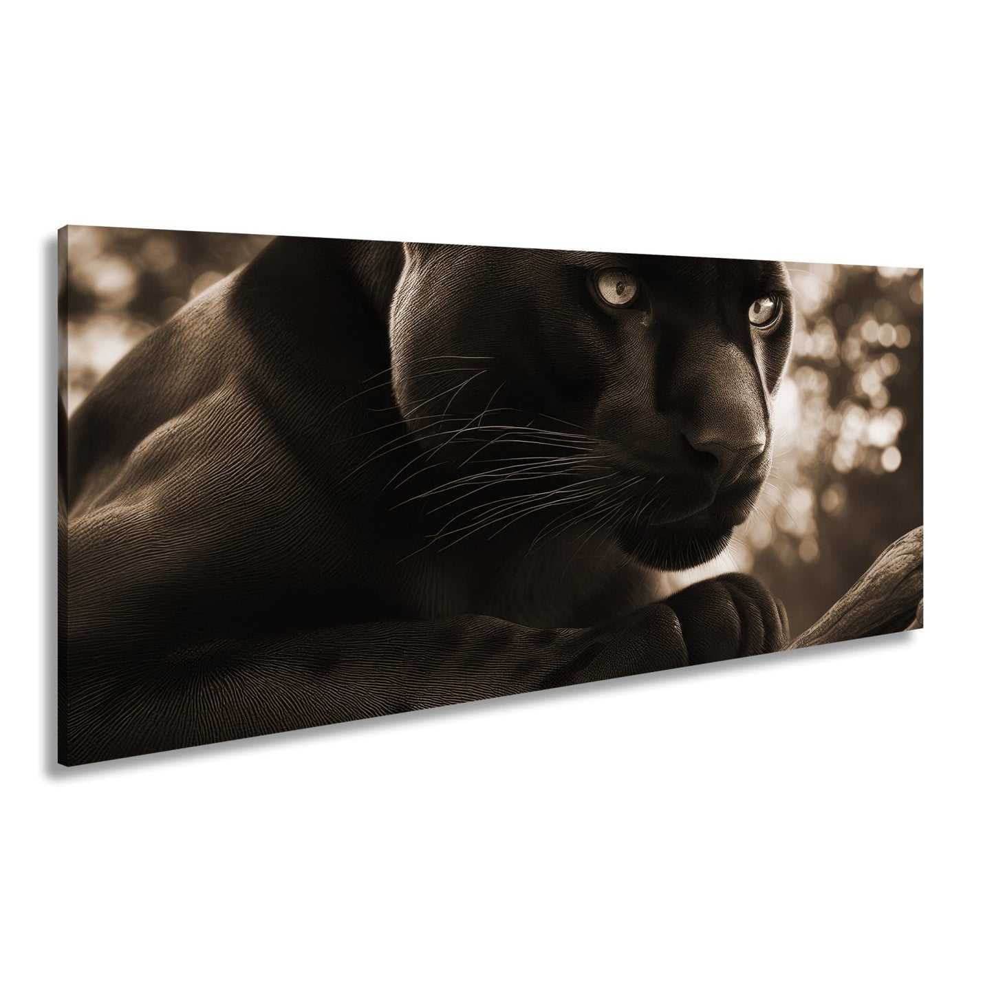 Leinwandbild Schwarze Pantherkraft, gebündelte Eleganz im Schatten. - deyoli